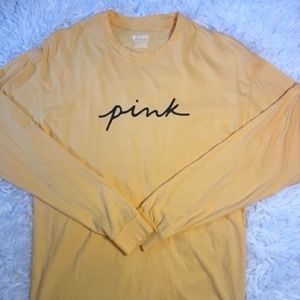 VS PINK Logo Script Long Sleeve Campus Tee | S
